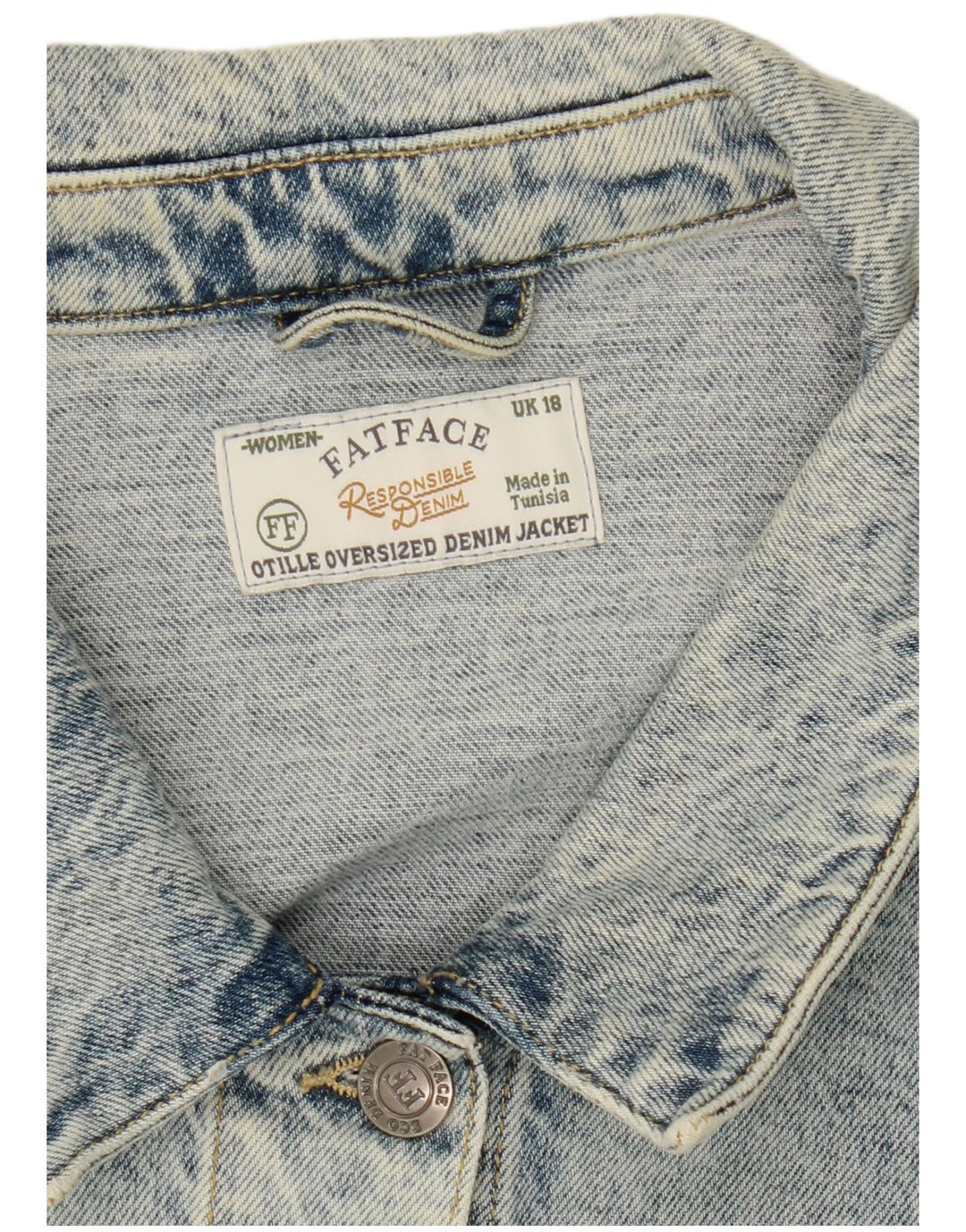 Jachetă de blugi pentru femei Fat Face UK 18 XL, bumbac albastru