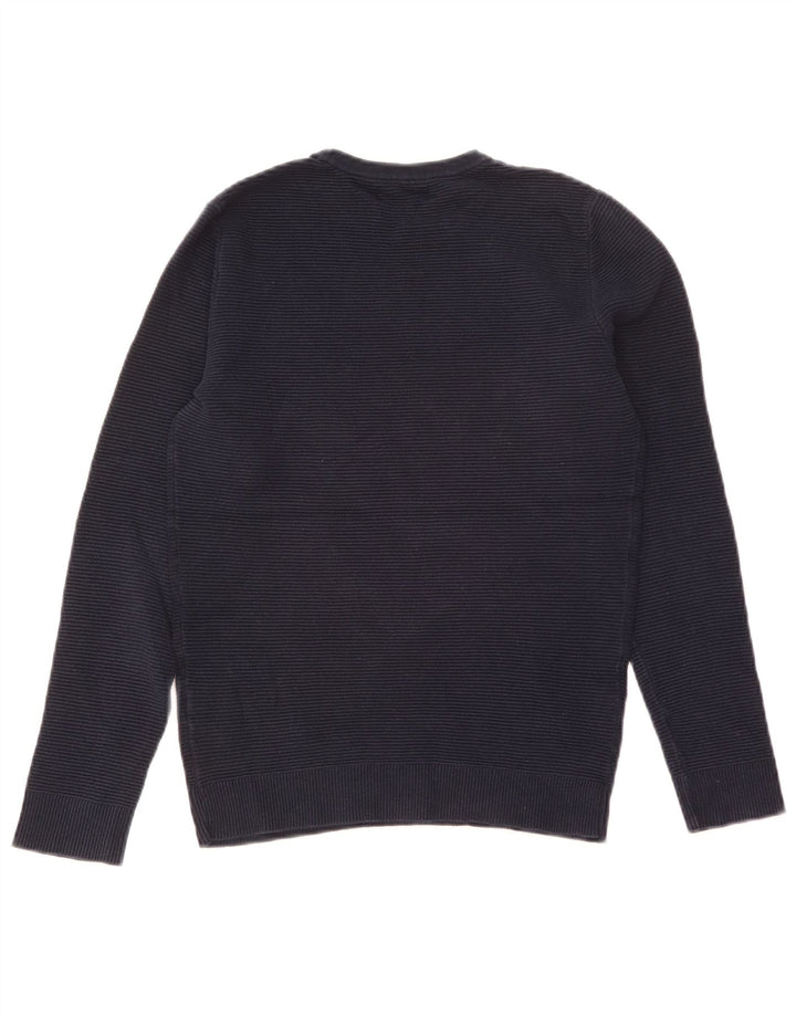Pulover pentru bărbați Zara, cu decolteu, mic, bleumarin, bumbac