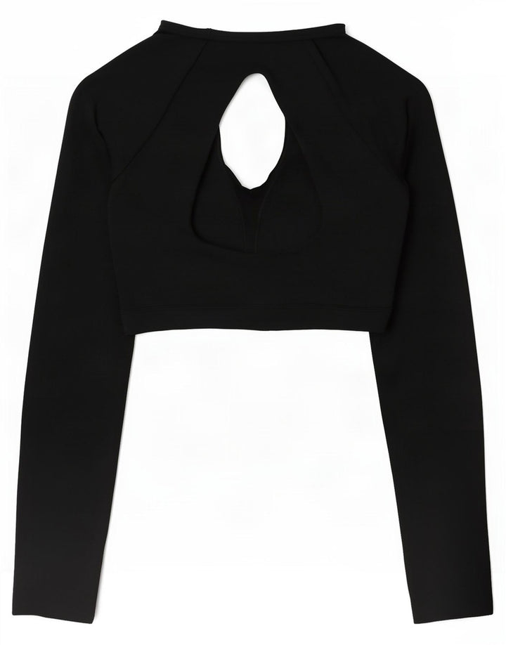 Crop Top pentru femei Nike cu mânecă lungă UK 20 2XL Negru Poliester