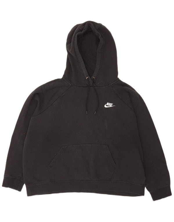 Pulover Nike pentru femei, cu formă relaxată, cu glugă, UK 18 XL, bumbac negru