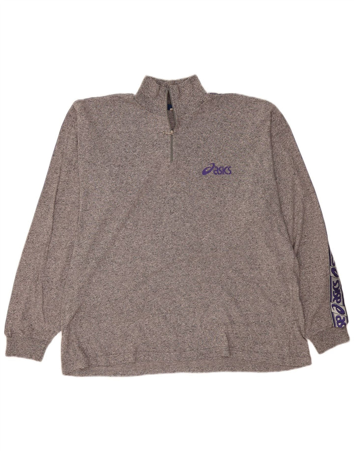 Tricou ASICS pentru bărbați, cu fermoar și gât, cu mânecă lungă, 2XL, gri