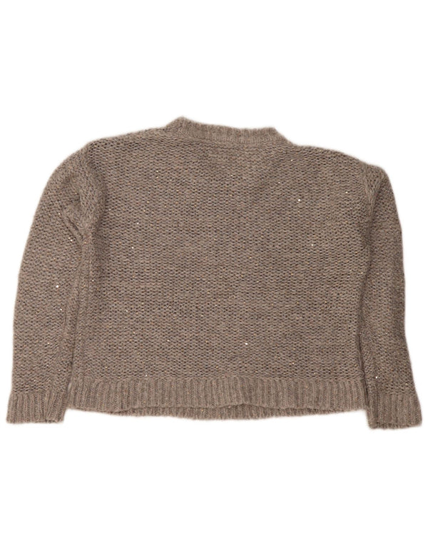 Pulover pentru femei Fat Face Crop Boat Gâtul UK 10 Small Grey Flecked