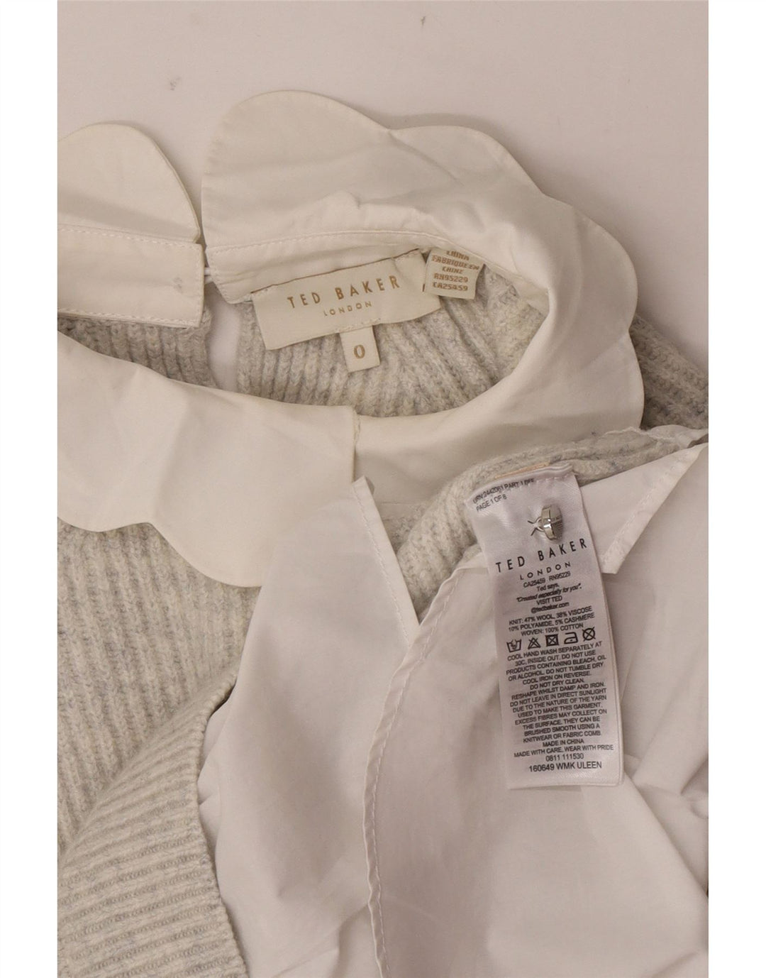Pulover Ted Baker pentru femei, supradimensionat, cu gâtul turn, lână gri US 0 2XS