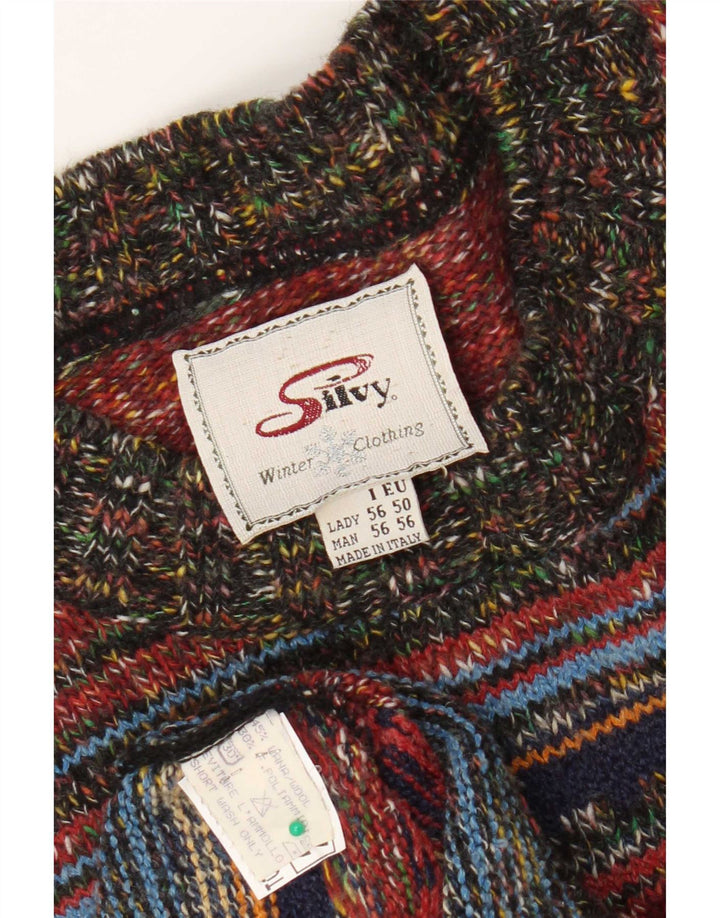 Pulover pentru bărbați Silvy cu gât roșu IT 56 2XL Lână cu dungi multicolore