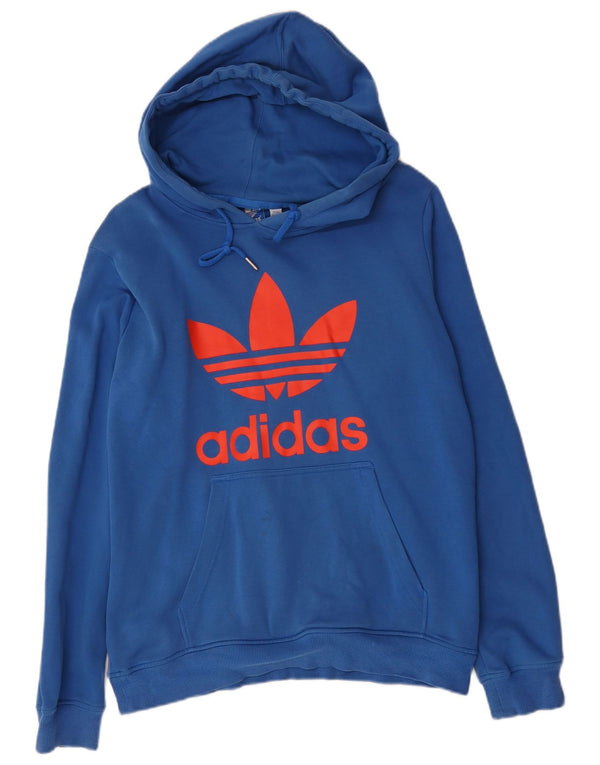 Pulover cu glugă cu grafic pentru bărbați Adidas, bumbac albastru mediu