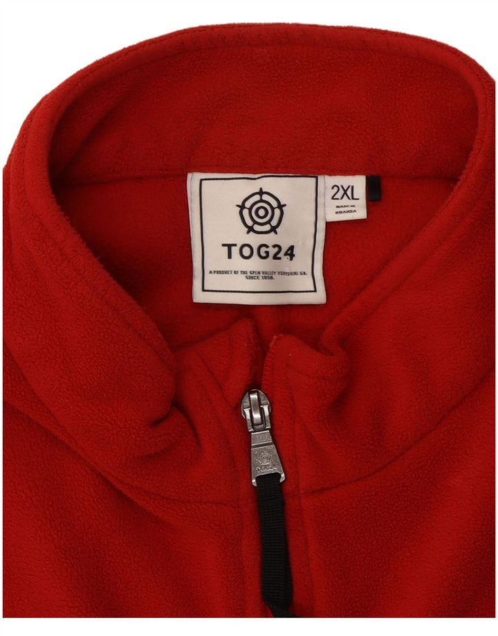 Pulover pentru bărbați TOG 24, cu fermoar și gât, poliester roșu 2XL