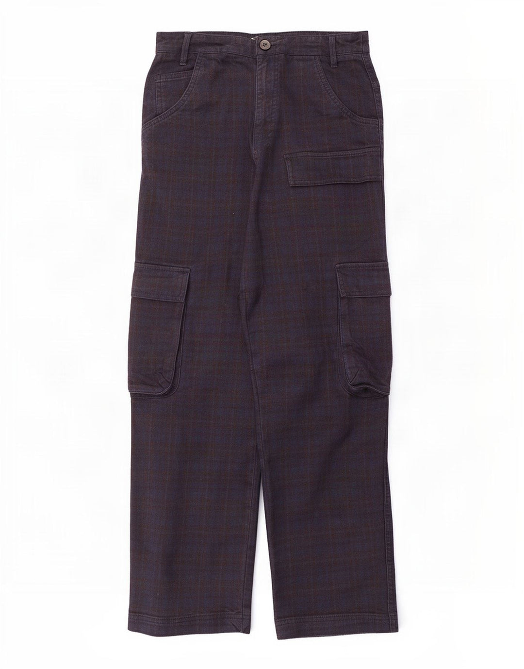 Pantaloni cargo drepti pentru femei Zara Mediu L28 L28 Bleumarin Check