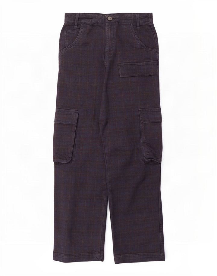 Pantaloni cargo drepti pentru femei Zara Mediu L28 L28 Bleumarin Check
