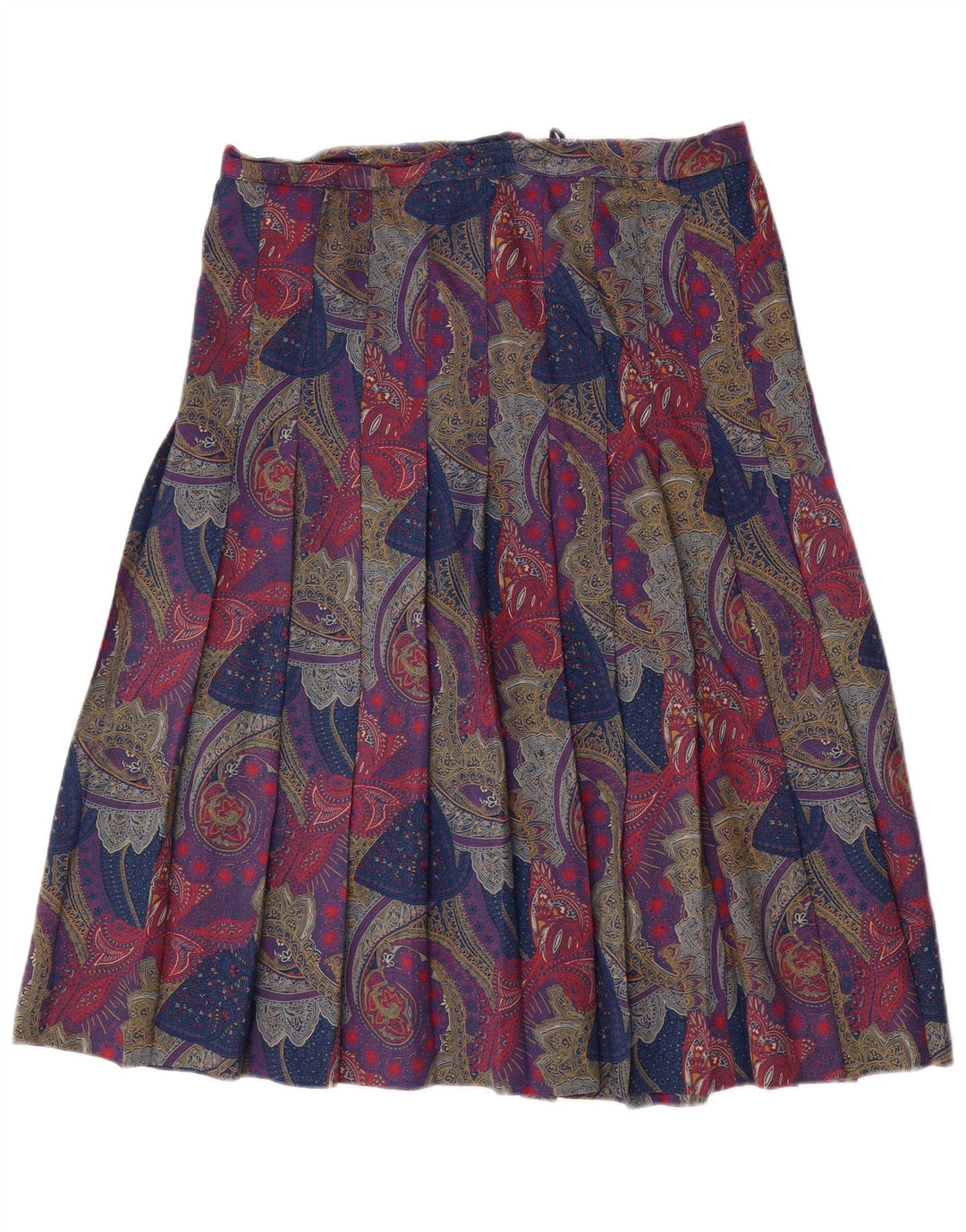 Fusta plisată Vintage pentru femei W32 Large Multicolor Paisley