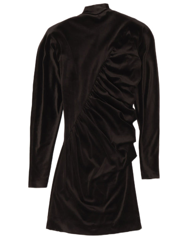Rochie bodycon din catifea cu mâneci lungi pentru femei Genny UK 14 Medium Black Acetat