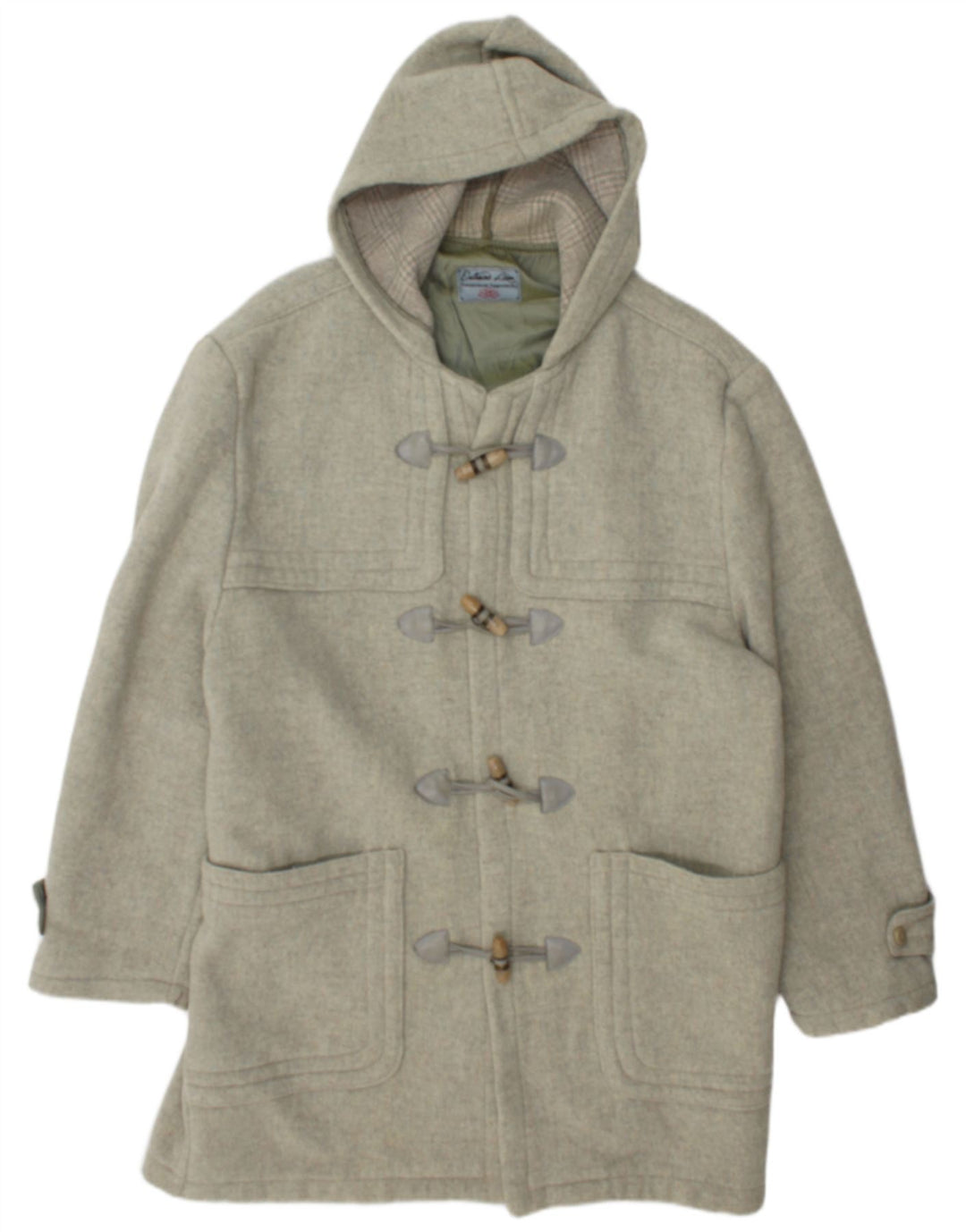 Zip pentru bărbați cu glugă Duffle Coat UK 42 XL Kaki Lână