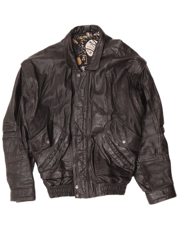 C&A Bomber din piele pentru bărbați UK 40, mare, neagră