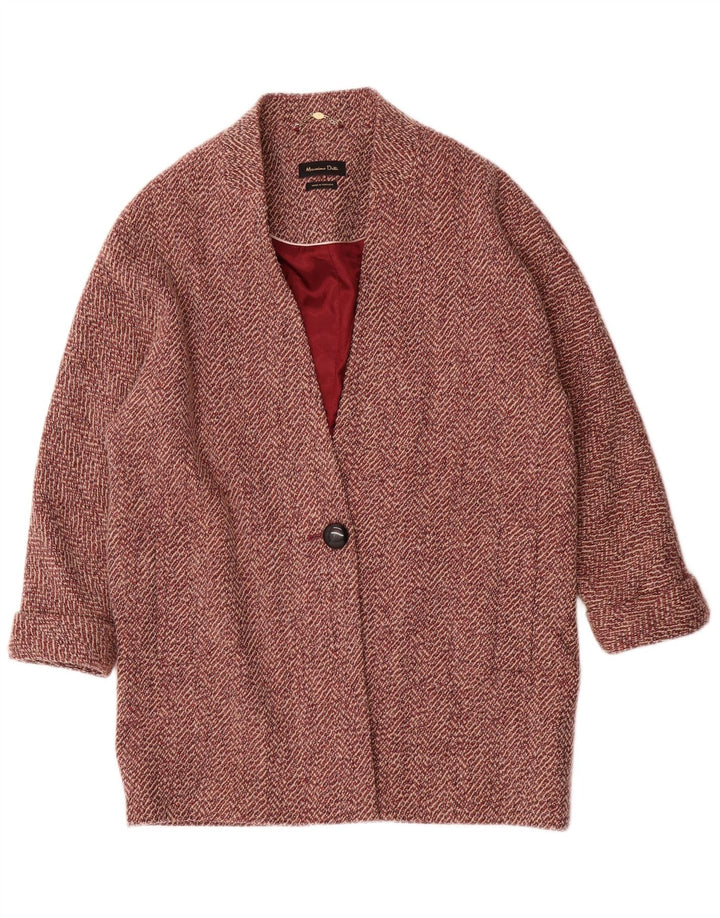 Palton Massimo Dutti pentru femei UK 14 Medium Red Herringbone Viscose