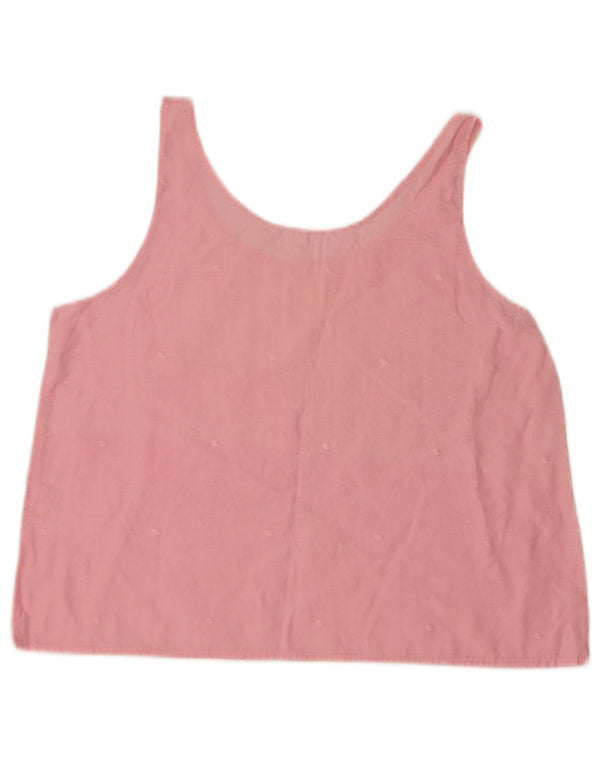 Bluză vintage pentru femei fără mâneci, UK 16, mare, roz, floral