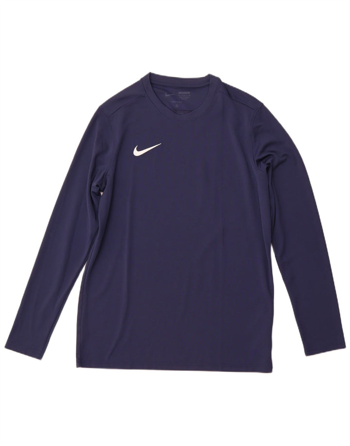 NIKE Dri Fit Slim Fit Top cu mânecă lungă, mare, poliester bleumarin
