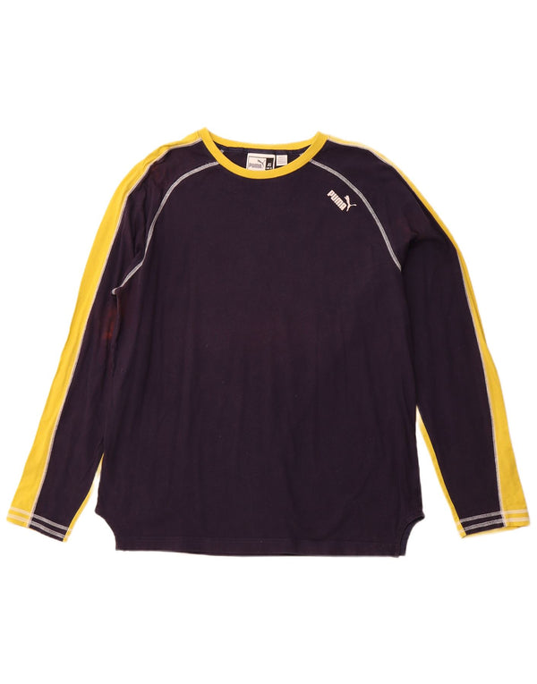 Top pentru bărbați PUMA cu mânecă lungă XL, albastru bleumarin, sport color-block