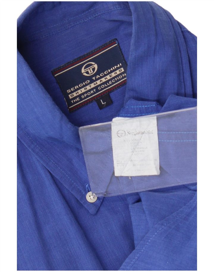 Cămașă cu mânecă scurtă pentru bărbați Sergio Tacchini, bumbac albastru mare