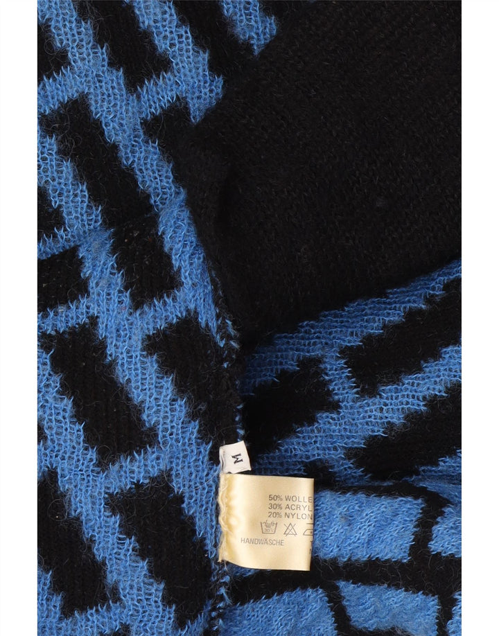 Pulover cardigan supradimensionat cu paragate vintage pentru femei UK 14 Medium Blue Check