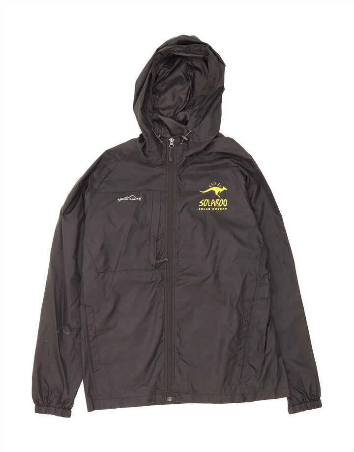 EDDIE BAUER Mens Hooded Graphic Rain Jacket UK 36 Small Black Nylon Vintage Eddie Bauer and Second-Hand Eddie Bauer from Messina Hembry 