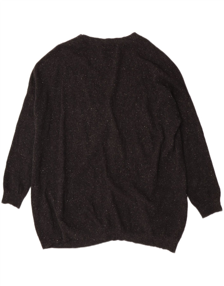 Pulover cardigan supradimensionat pentru femei Cos UK 10 Lână neagră cu pete mici