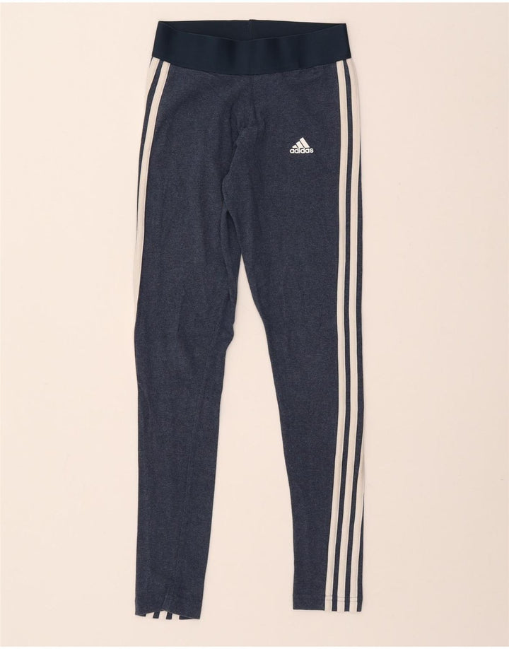 Leggings pentru femei ADIDAS UK 4/6 XS bleumarin bumbac
