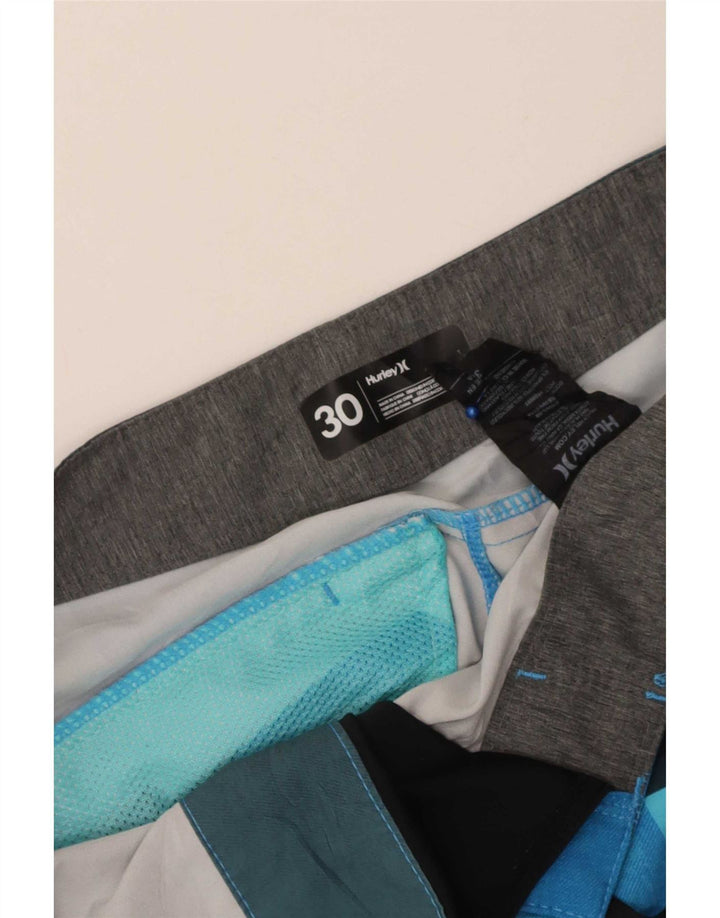Pantaloni scurți de înot grafic pentru bărbați Hurley, albastru mediu, poliester color bloc