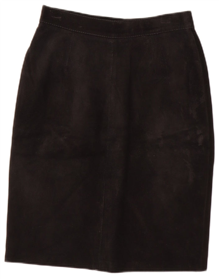Fusta dama vintage din piele intoarsa IT 40 Small W24 Negru