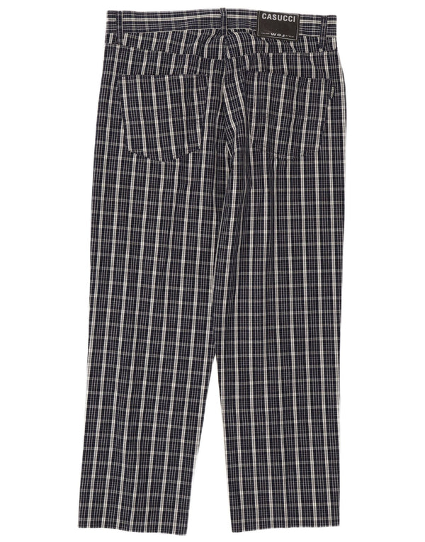 Pantaloni casual drepti pentru bărbați Casucci L38 L28 Bumbac cu carouri bleumarin