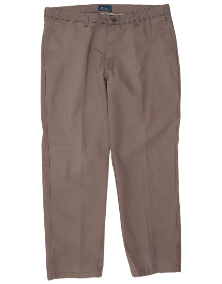 Pantaloni chino pentru bărbați, drepti, cu croiala clasică, L40 L32, poliester gri