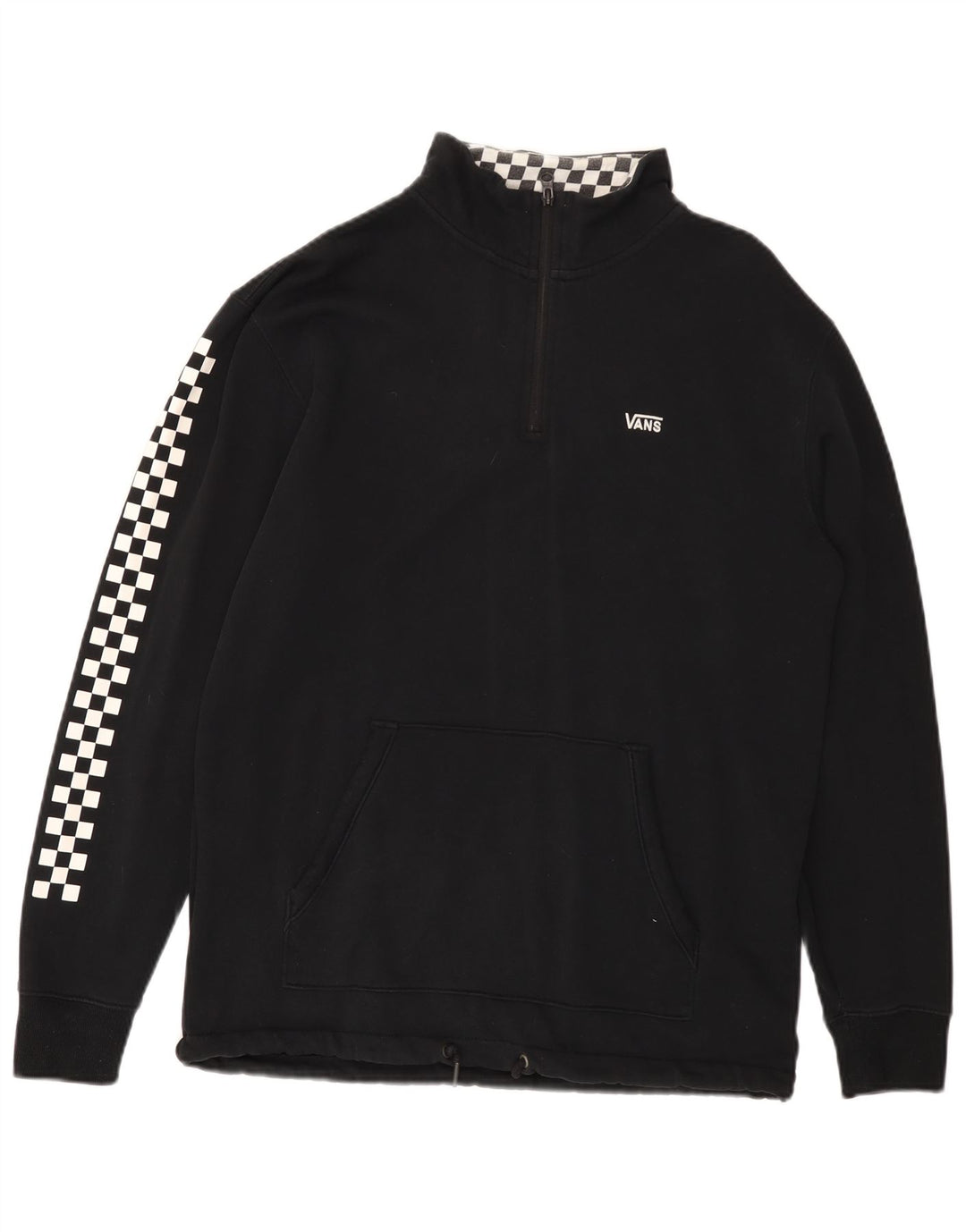 Pulover VANS pentru bărbați, cu fermoar, cu gât, bumbac geometric negru mediu