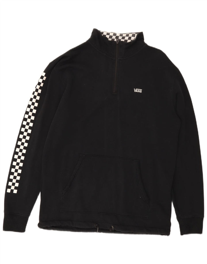 Pulover VANS pentru bărbați, cu fermoar, cu gât, bumbac geometric negru mediu