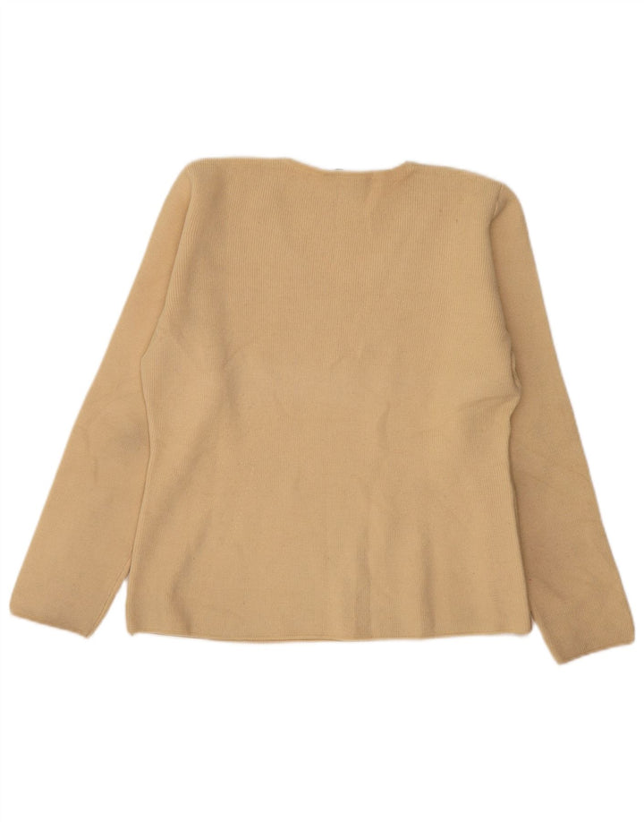 Pulover cu decolteu în V Zara pentru femei UK 16 Lână mare bej