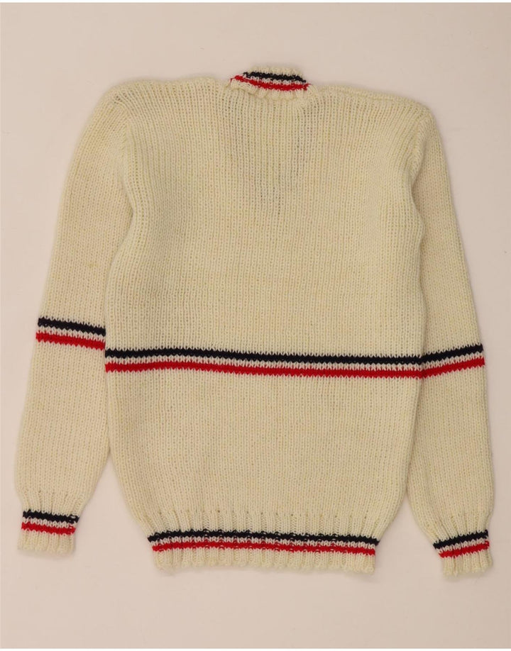 Pulover vintage pentru bărbați cu decolteu în V, cu dungi mici, albe