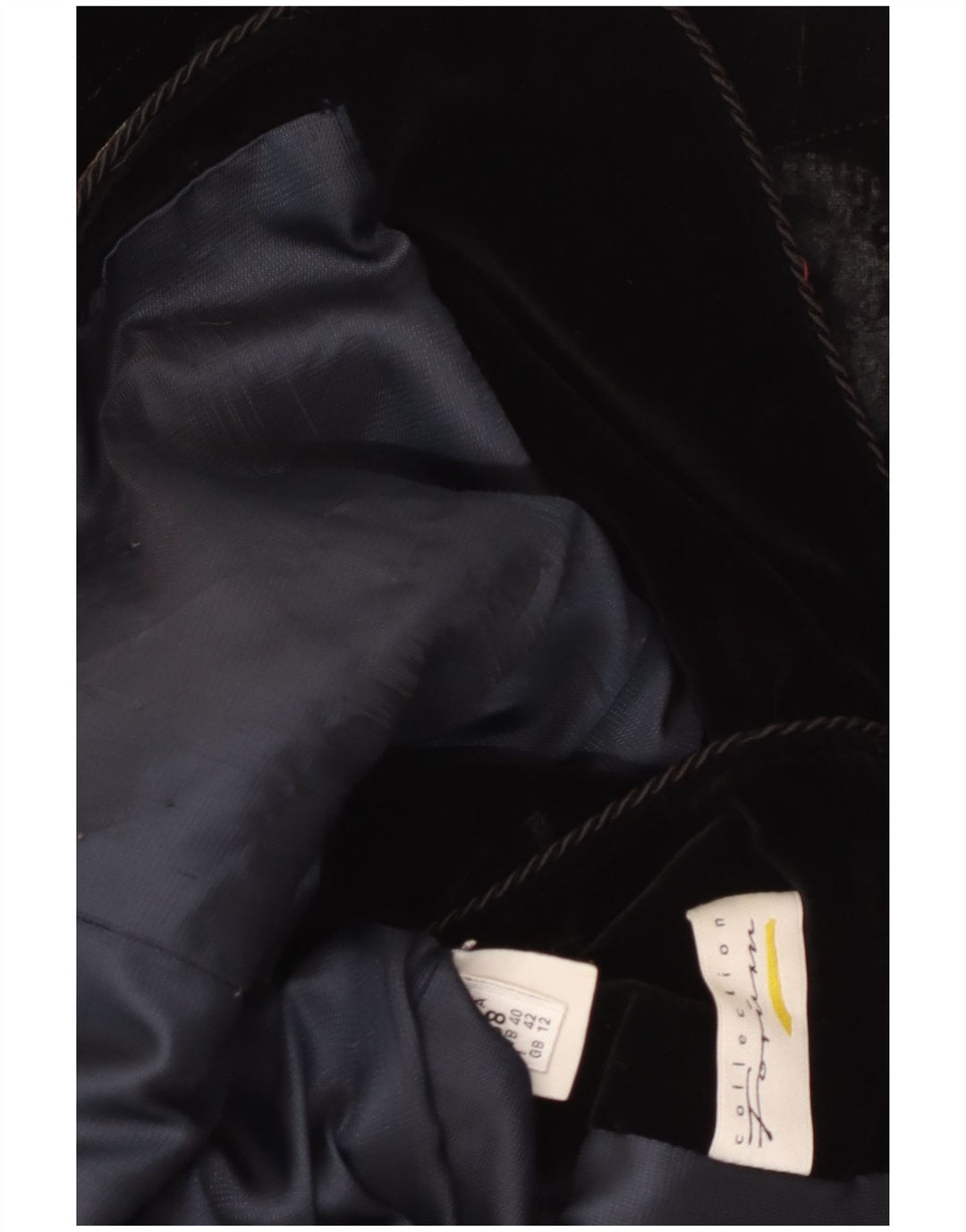 Pardesiu din catifea cu grafică vintage pentru femei UK 12 Medium Black Floral