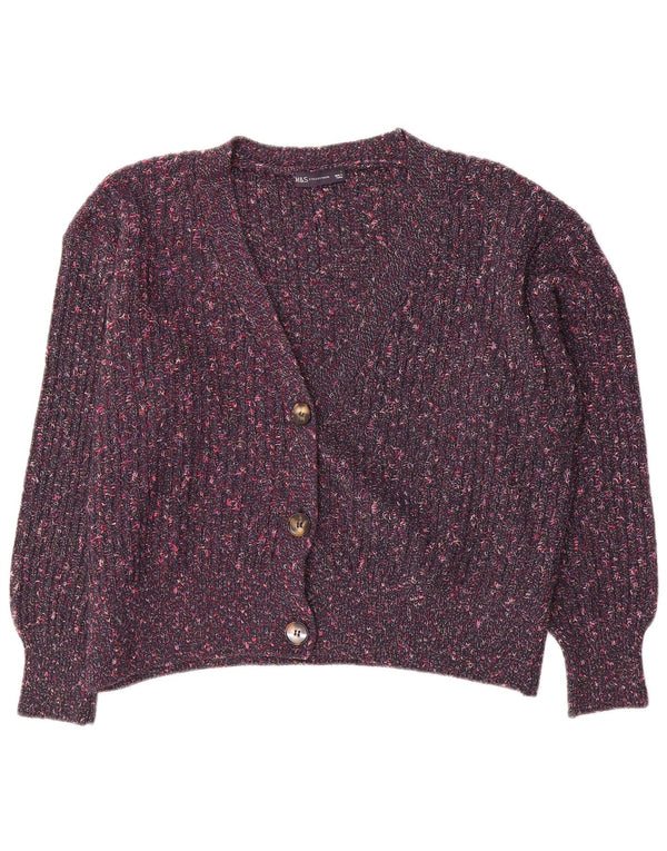 Pulover cardigan pentru femei Marks & Spencer UK 16, mare, mov cu pete