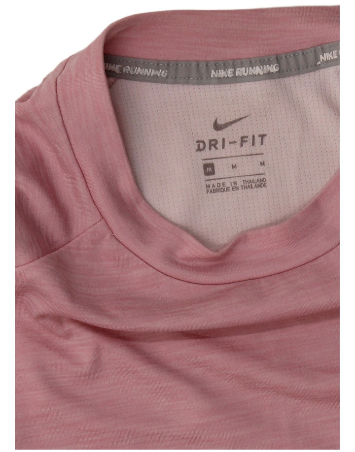 NIKE Womens Top Long Sleeve UK 14 Medium Pink Flecked Polyester