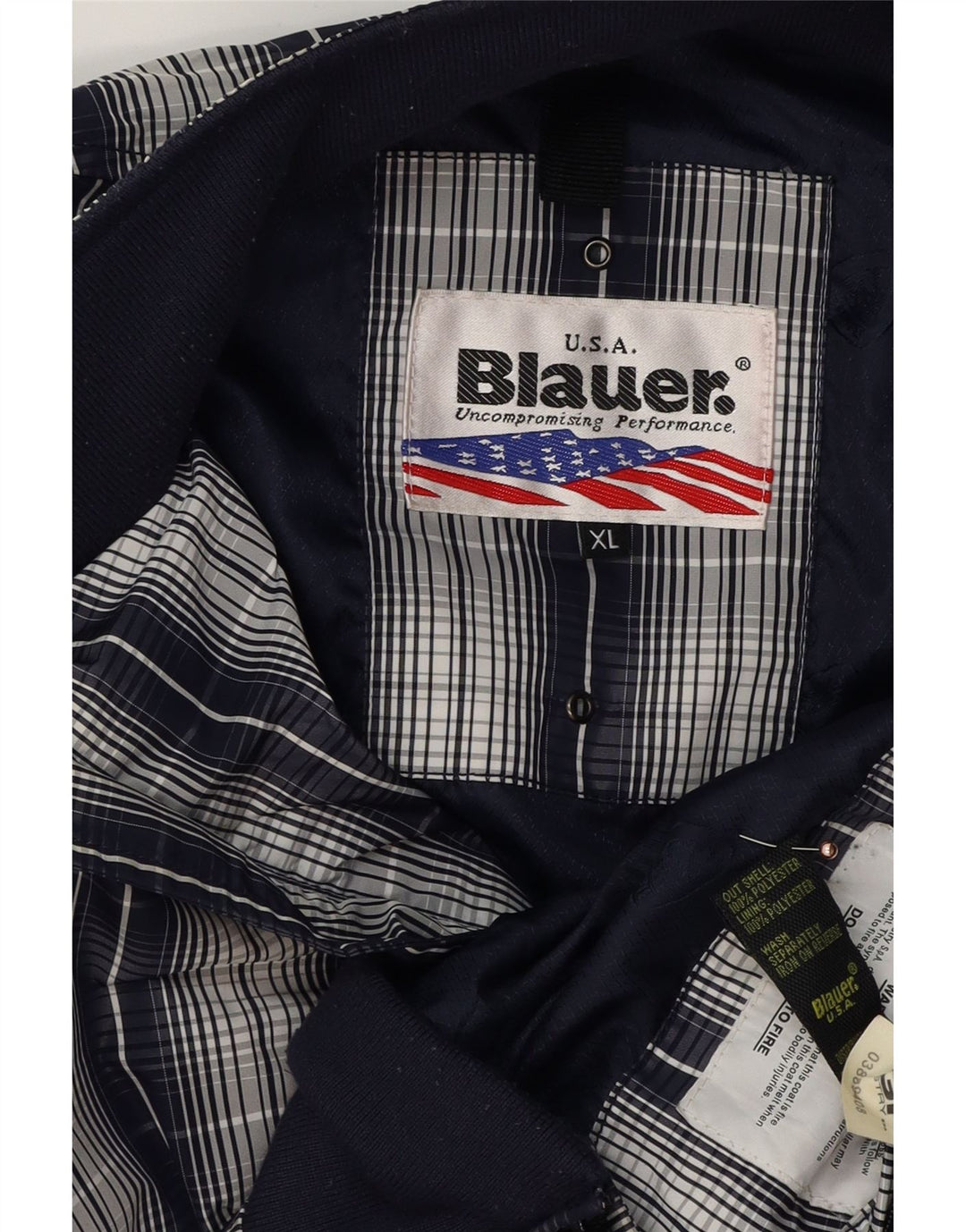 Blauer Bomber Jacket pentru bărbați UK 42 XL Bleumarin din poliester cu carouri