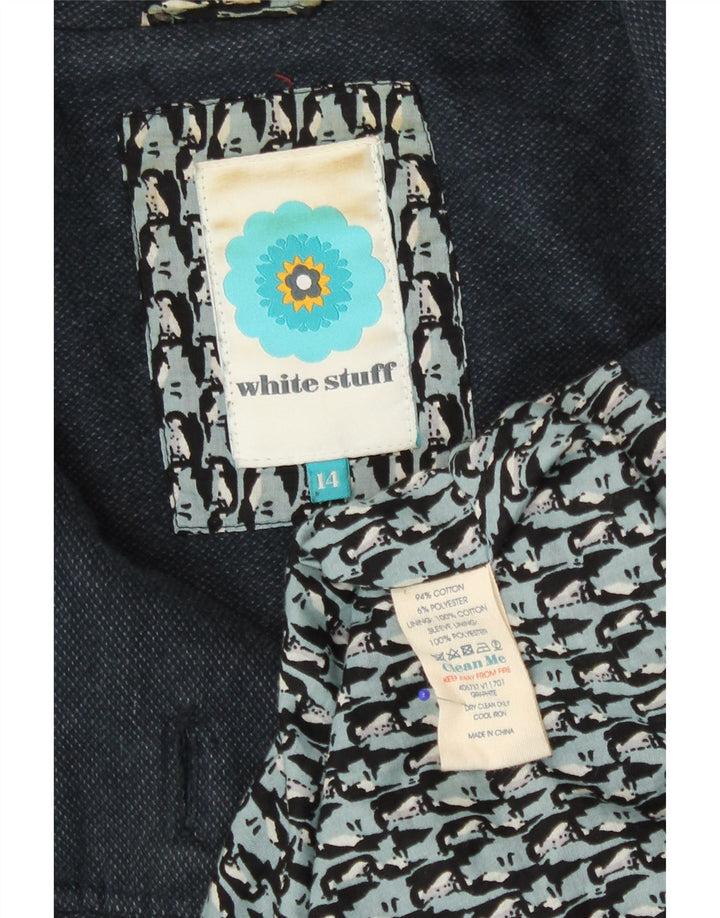 White Stuff Palton dublu pentru femei UK 14 Medium Bleumarin Bumbac