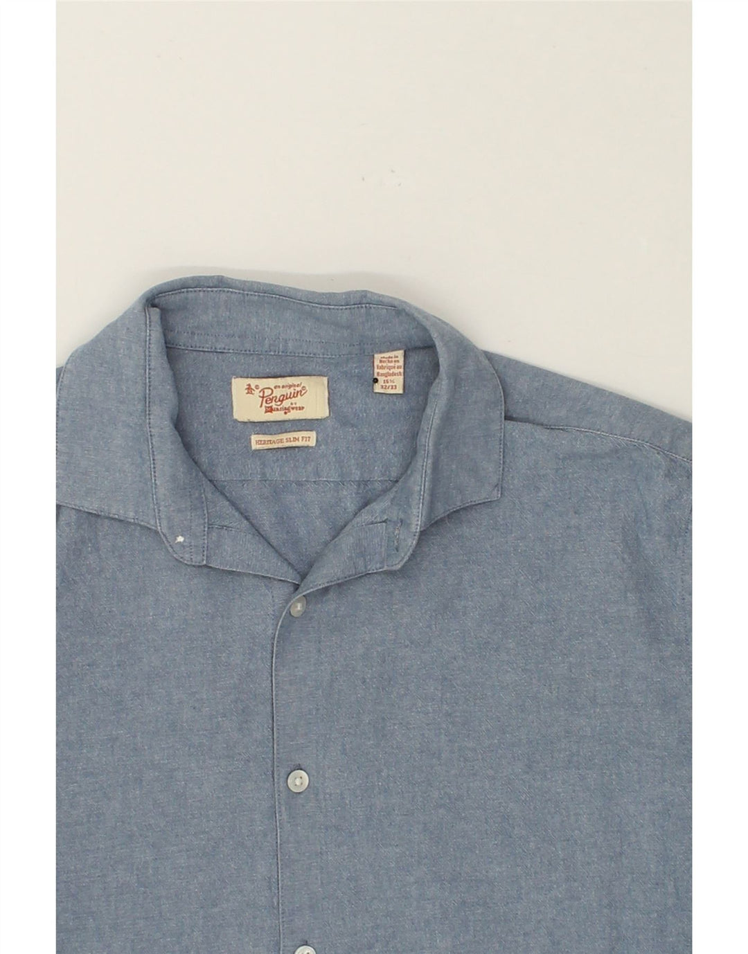 PENGUIN Mens Shirt Size 15 1/2 Medium Blue Cotton Vintage Penguin and Second-Hand Penguin from Messina Hembry 