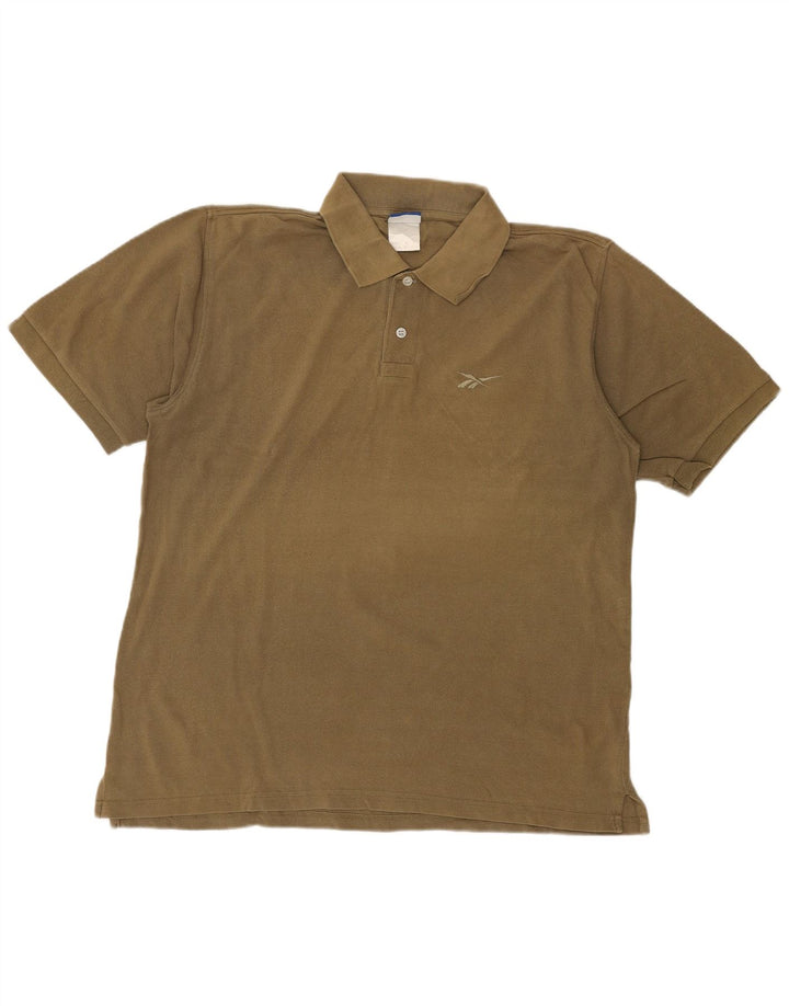 REEBOK Mens Polo Shirt Large Khaki Cotton