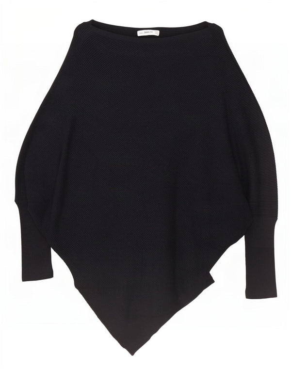 Pulover pentru femei supradimensionat, cu gât asimetric, cu barcă, UK 10 Mic Negru