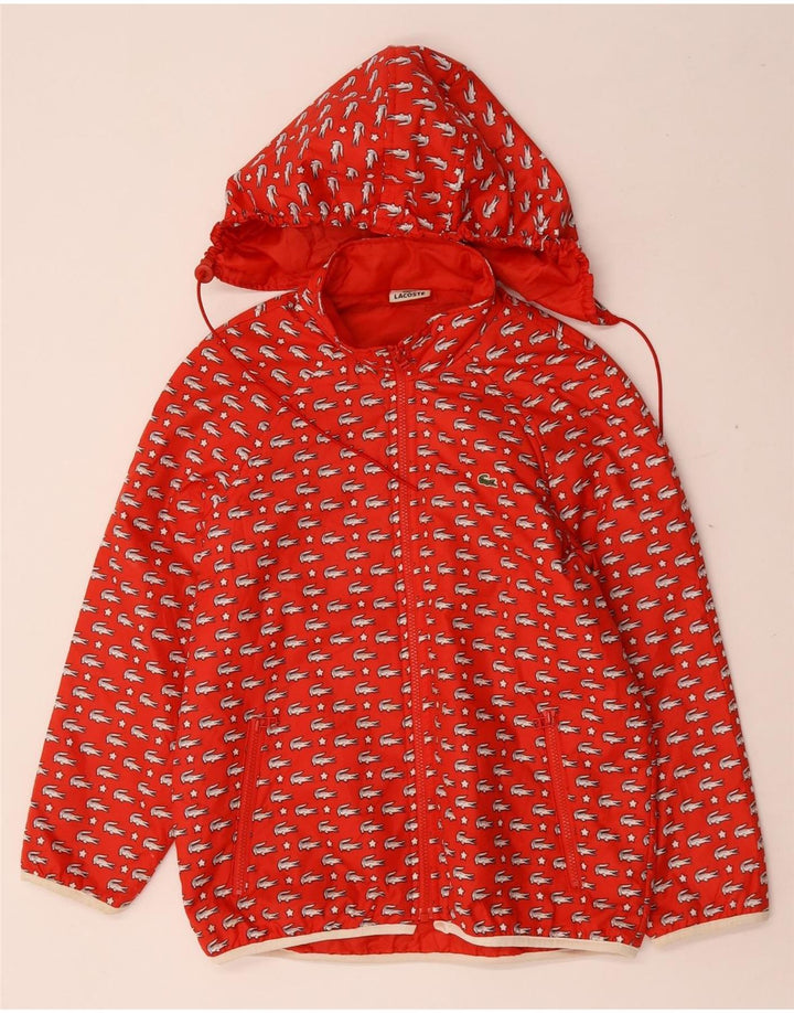 Jachetă Windbreaker pentru fete cu glugă grafică Lacoste 11-12 ani poliester roșu