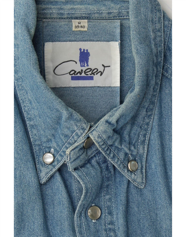 VINTAGE Mens Denim Shirt Size 39/40 Medium Blue Cotton Vintage Vintage and Second-Hand Vintage from Messina Hembry 
