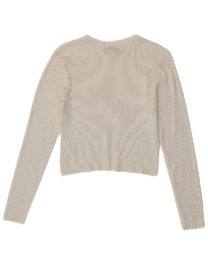 Marks & Spencer Crop Top pentru femei cu mânecă lungă UK 14 Medium White Viscose