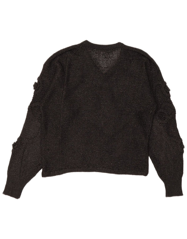 Pulover cu decolteu în V de la Diana Bentall pentru femei UK 14 Medium Black Floral