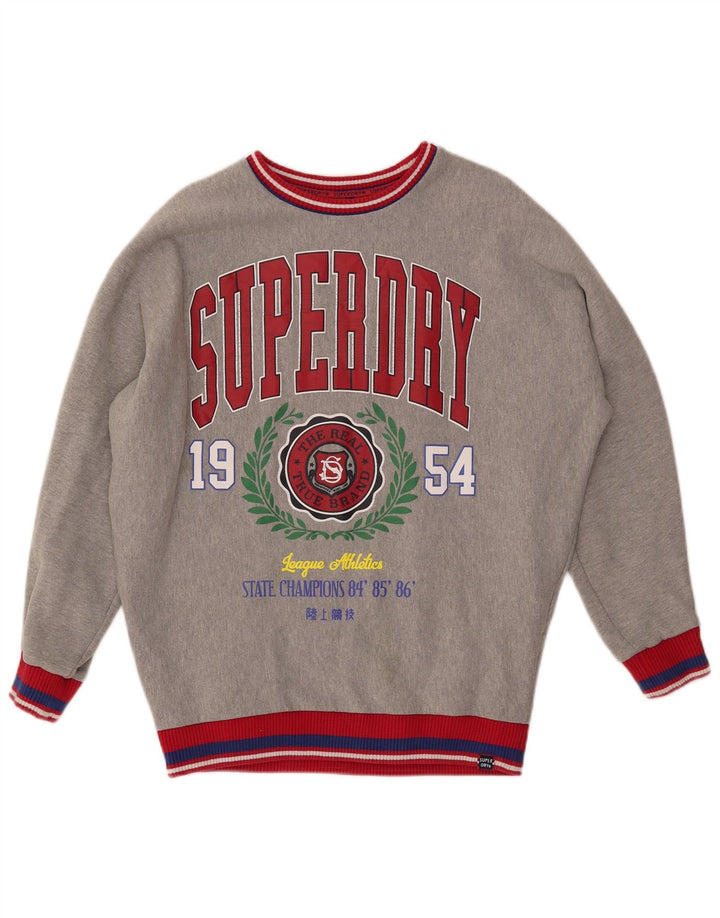 SUPERDRY Pulover cu grafic pentru femei UK 8 Small Gri Colorblock