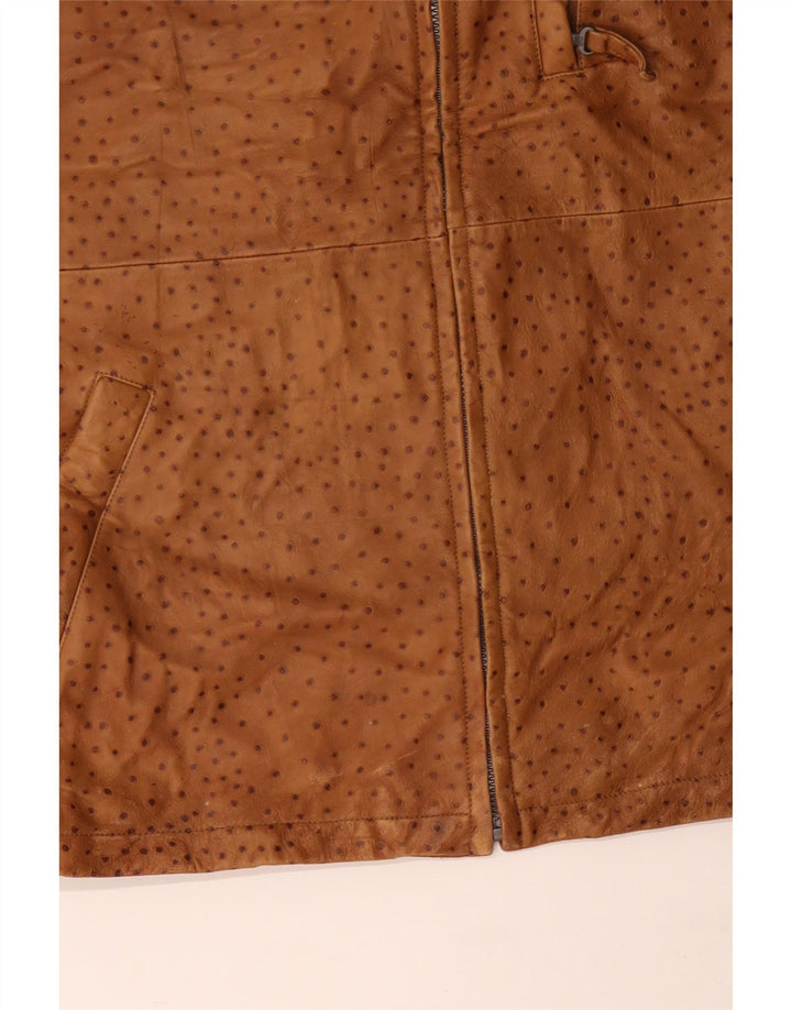 Gilet bărbați din piele VINTAGE IT 56 3XL maro cu pete