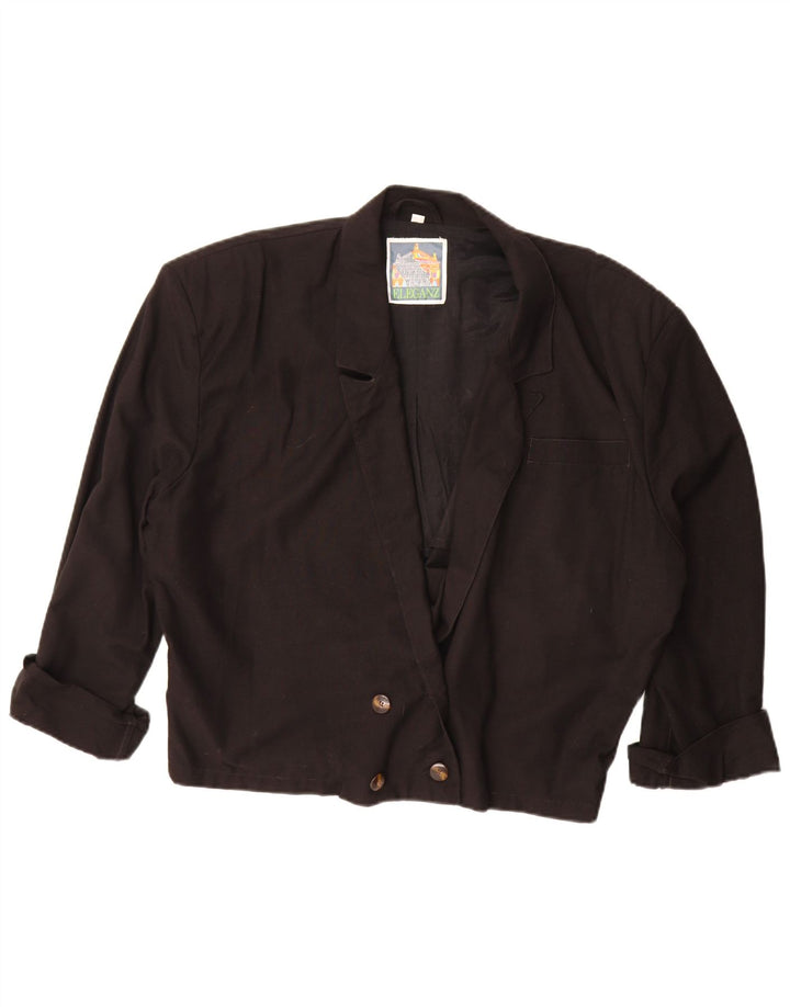 Jachetă Vintage pentru femei supradimensionată UK 10 Small Black
