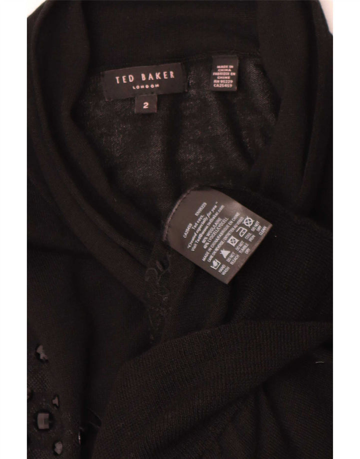 Pulover cardigan pentru femei Ted Baker cu mâneci 3/4 Mărimea 2 Mic Negru Floral