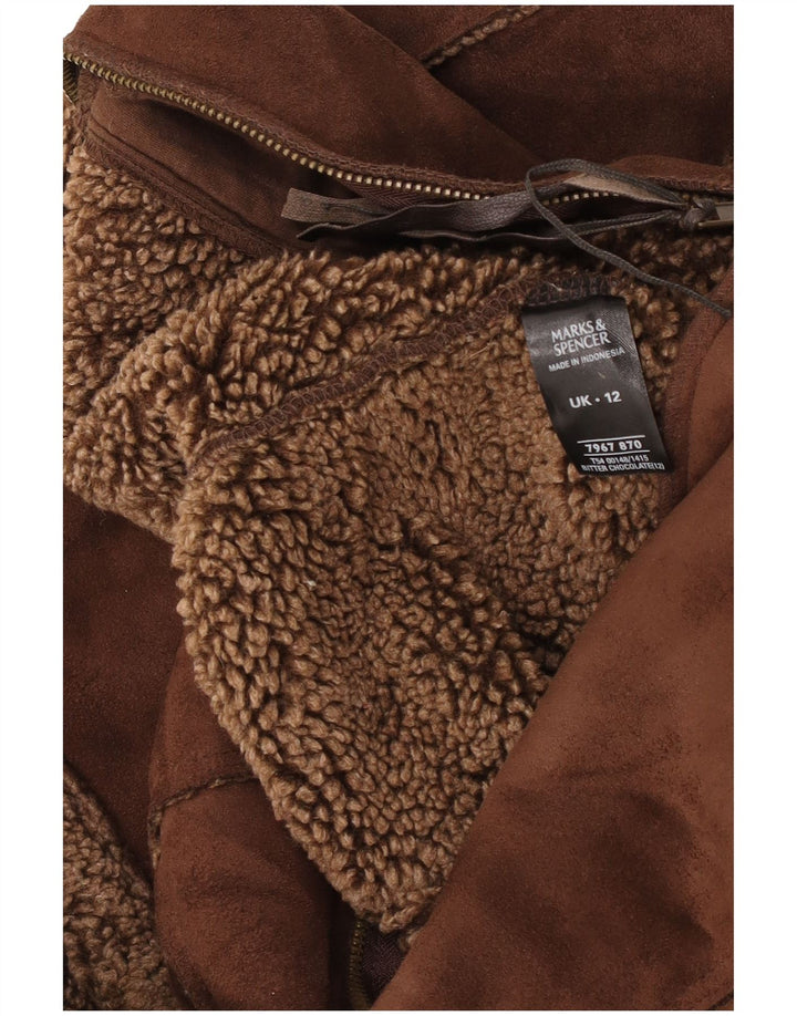 Marks & Spencer pentru femei Sherpa Gilet UK 12 Medium Brown Poliester